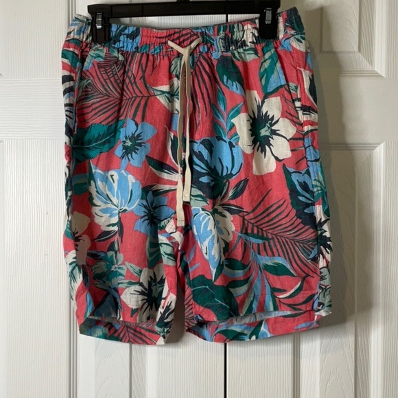 C&C California Floral Tropical Linen Shorts Pull On Drawstring Size S - Picture 1 of 12